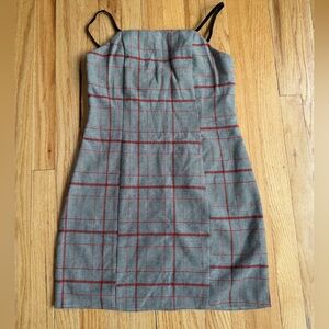 Hem and Thread Plaid Sleeveless Dress - Red and Gray - size small